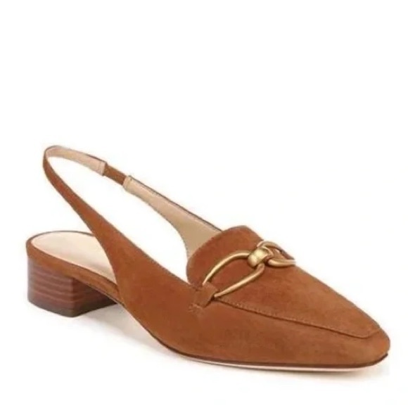 Veronica Beard Casie Slingback Flat Caramel Tan Suede Low Heel Sz 7 - Picture 1 of 16